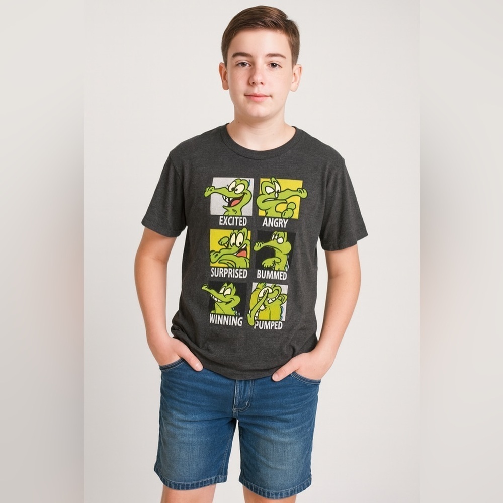 Disney Graphic Tee with Cartoon Alligator Expressions